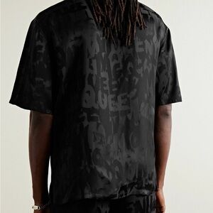 Alexander McQueen Black Graffiti Jacquard Bowling Shirt | Size L | Ultra Rare